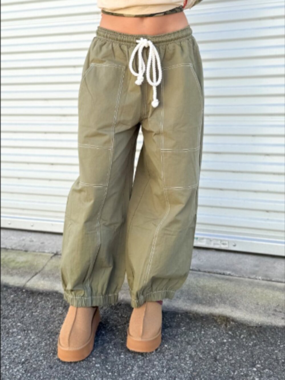 ODDI Los Angeles Olive Boho Balloon Jogger Pants Plus Size 3X Utility